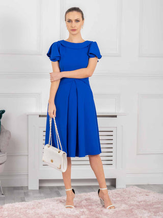 Jolie Moi Jaelyn Flare Sleeve Dress, Royal Blue