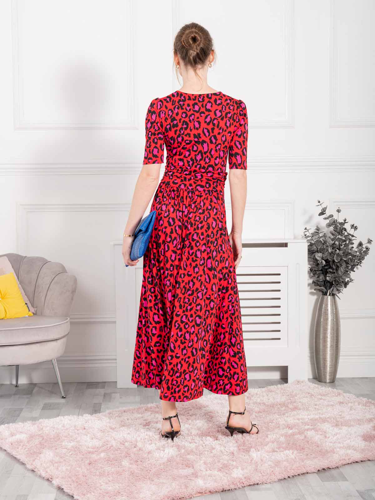 Red animal sale print maxi dress