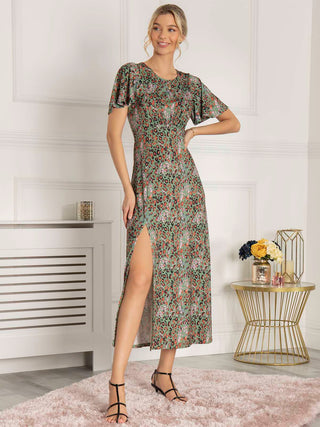 Dalilah Maxi Dress, Green Animal