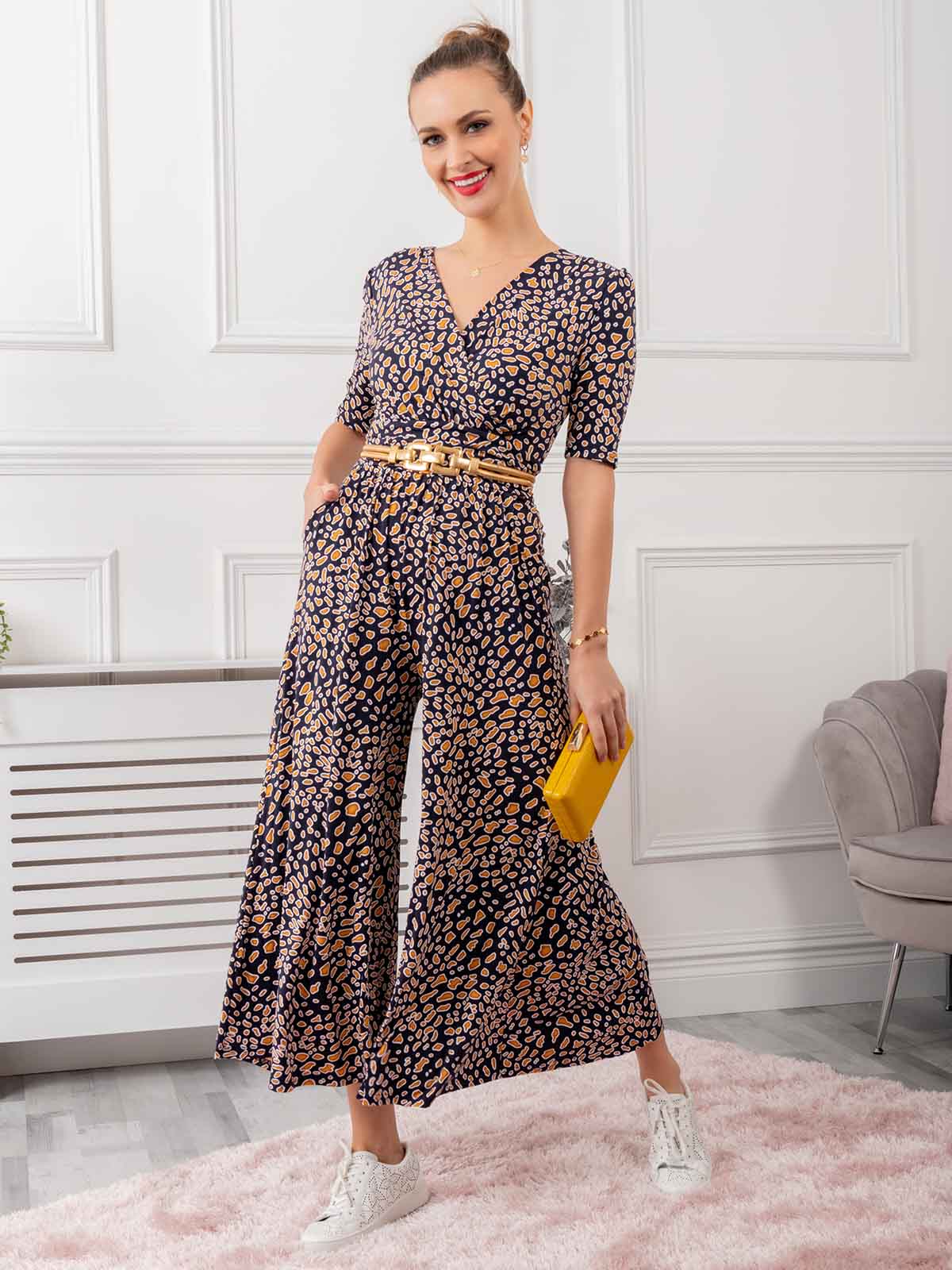 Leopard print best sale wide leg jumpsuit