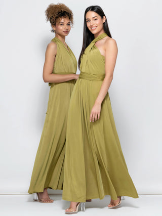 Twist & Tie Multiway Bridesmaid Maxi Dress with Bandeau, Olive Green