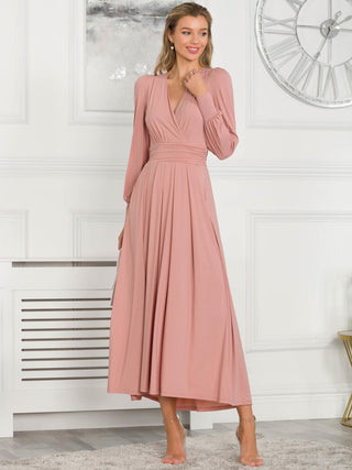 Rashelle Jersey Long Sleeve Maxi Dress, Dusty Pink Jolie Moi Retail Rashelle Jersey Long Sleeve Maxi Dress, Dusty Pink Jolie Moi Retail