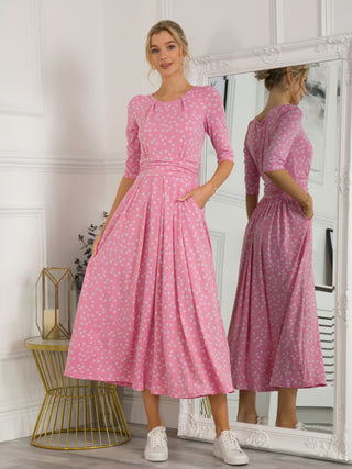 Denisse Spotty Maxi Dress, Dusty Pink