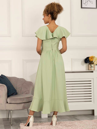 Vella Frill Wrap Maxi Dress, Mint Green