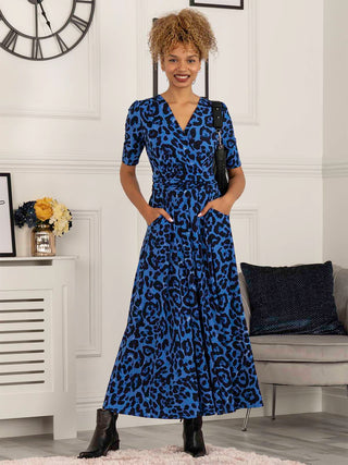 Jolie Moi Beatrice Jersey Maxi Dress, Blue Animal