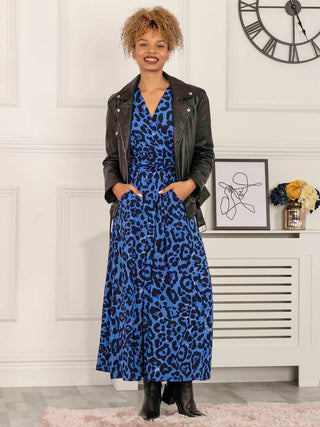 Elisha Print Jersey Maxi Dress, Blue Animal