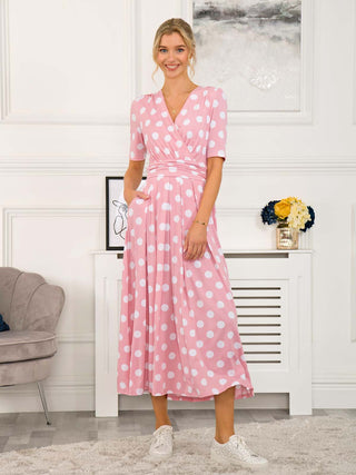 Jolie Moi Odelia Wrap Front Maxi Dress, Light Pink