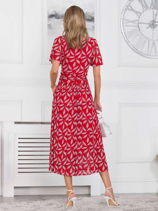 Jolie Moi Giana Mesh Maxi Dress, Red Leafy Jolie Moi Retail Jolie Moi Giana Mesh Maxi Dress, Red Leafy Jolie Moi Retail