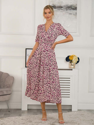 Denise Wrap Maxi Dress, Pink Animal