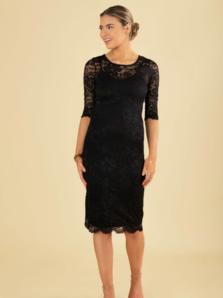 Two In One Lace Midi Dress, Black