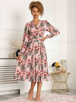 Jolie Moi Libby Long Sleeved Jersey Dress, Pink Floral Jolie Moi Retail Jolie Moi Libby Long Sleeved Jersey Dress, Pink Floral Jolie Moi Retail