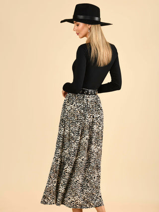 Jolie Moi Sara Animal Print Midi Skirt, Cream Animal