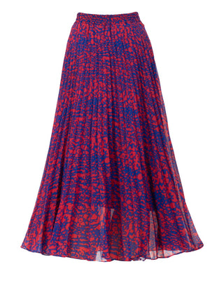 Jolie Moi Saige Animal Print Pleated Midi Skirt, Abstract Multi