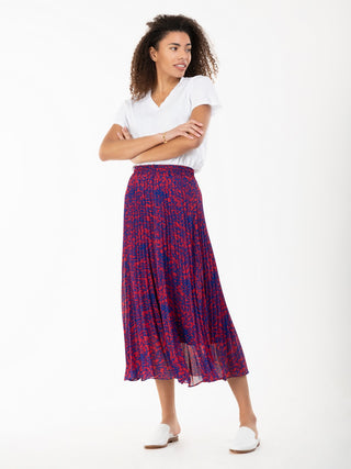 Jolie Moi Saige Animal Print Pleated Midi Skirt, Abstract Multi