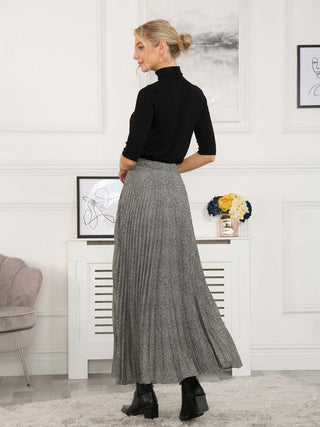 Sonia Pleated Maxi Skirt - Light Grey
