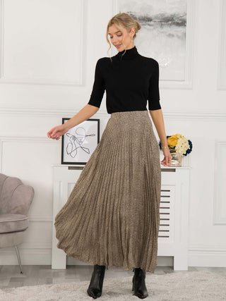 Sonia Pleated Maxi Skirt, Light Khaki