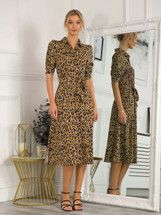 Calla Animal Print Shirt Dress, Camel Animal – Jolie Moi Retail