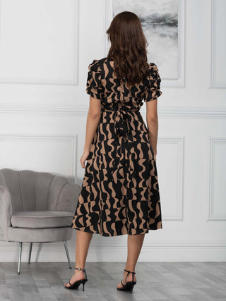 Sample Sale - Wrap Maxi Dress, Black Abstract