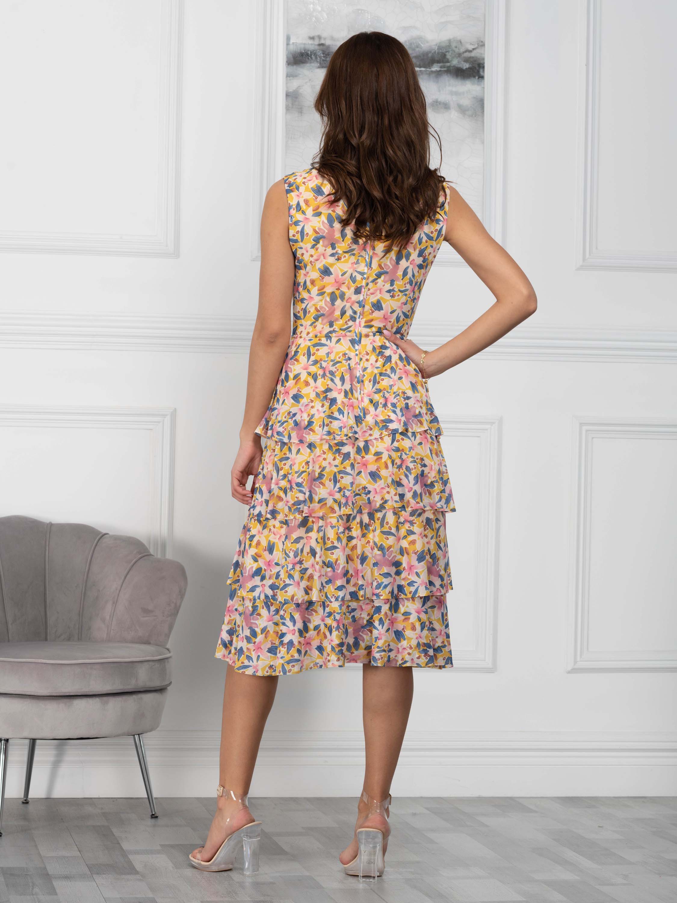 Ruffle floral cheap midi dress