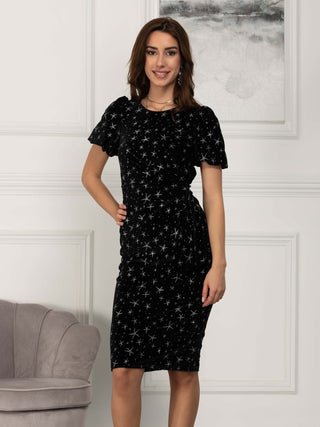 Sample Sale - Midi Dress, Black Pattern