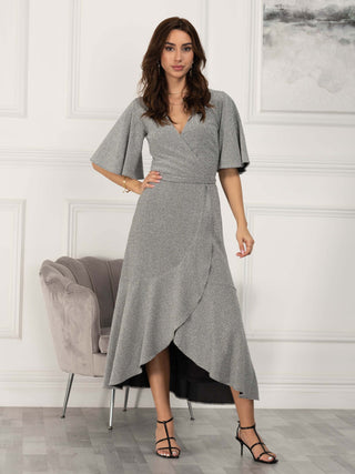 Sample Sale - Wrap Maxi Dress, Silver
