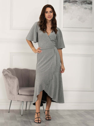 Sample Sale - Wrap Maxi Dress, Silver