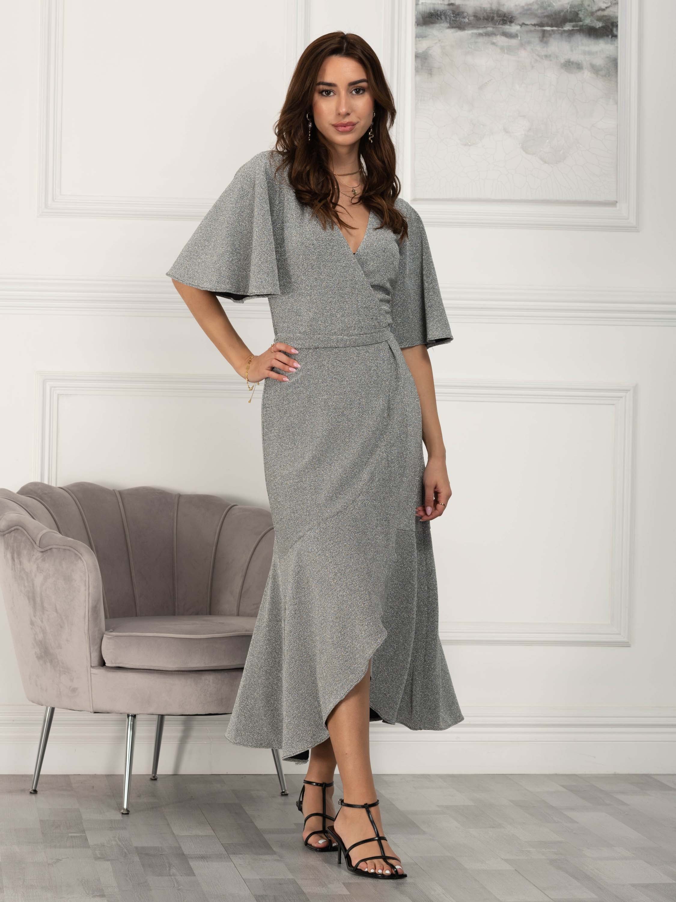 Silver wrap outlet dress