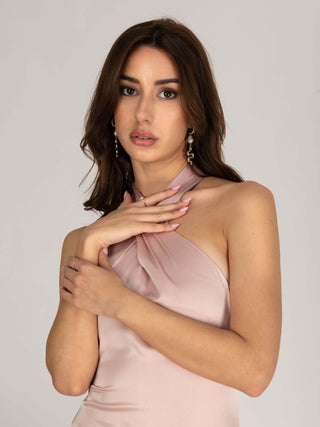 Sample Sale - Halterneck Maxi Dress, Dusty Pink