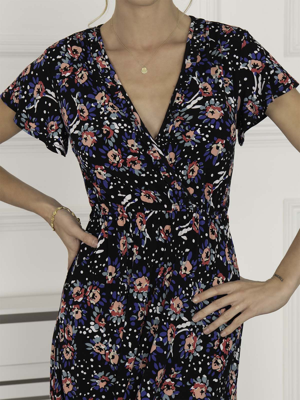 Short sleeve floral wrap on sale dress