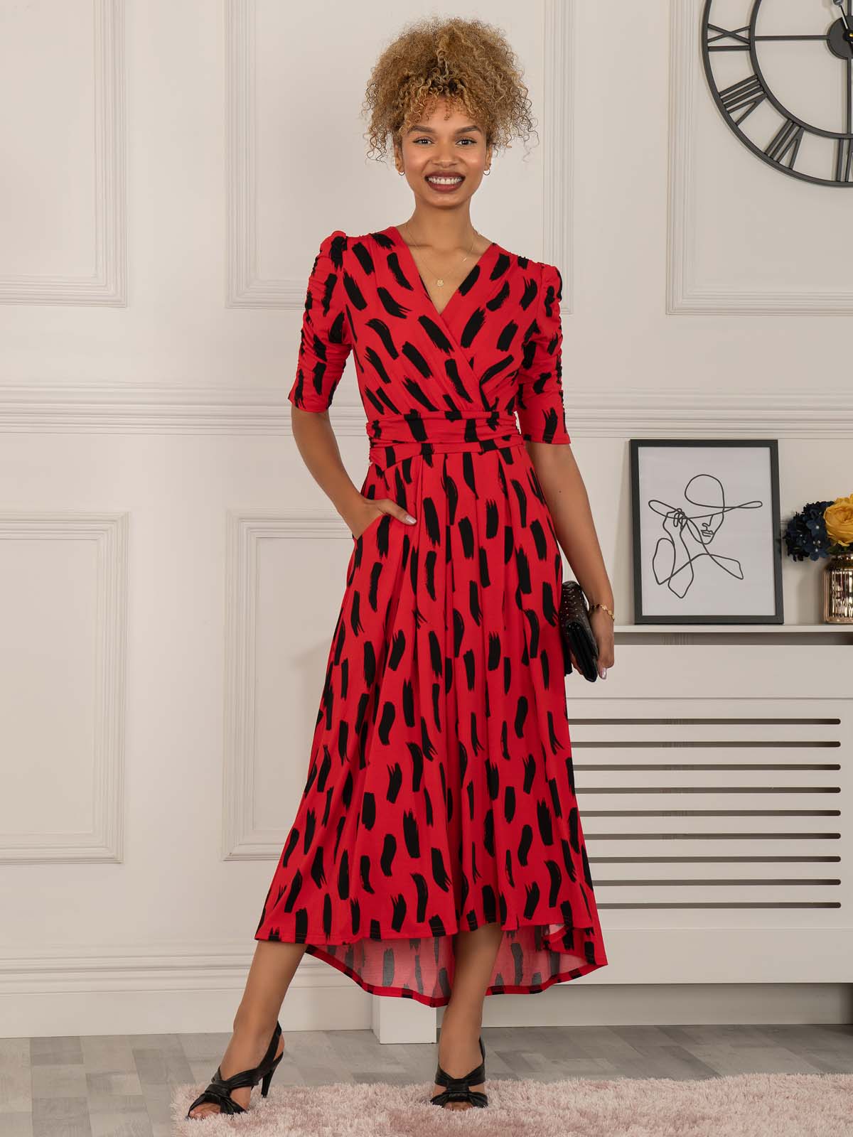 Ladies red maxi dress best sale