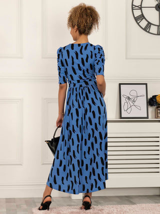 Quanna Stroke Print Jersey Maxi Dress, Royal Blue