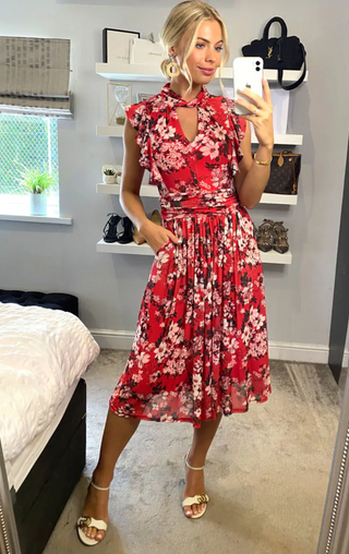 Red floral 2024 2 piece outfit