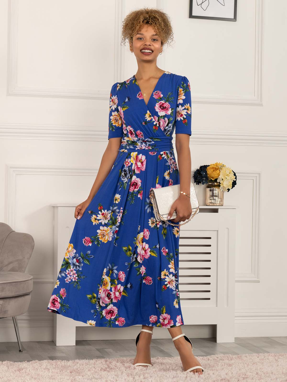 Blue floral hotsell maxi dress