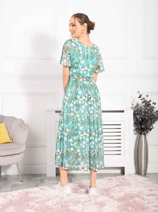 Giana Floral Midi Dress, Green Floral Jolie Moi Retail Giana Floral Midi Dress, Green Floral Jolie Moi Retail