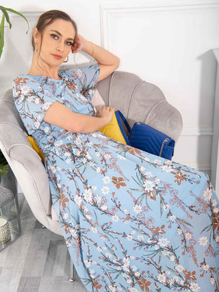 Gianna Floral Midi Dress, Light Blue Jolie Moi Retail Gianna Floral Midi Dress, Light Blue Jolie Moi Retail