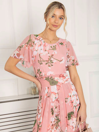 Jolie Moi Giana Mesh Maxi Dress, Mauve