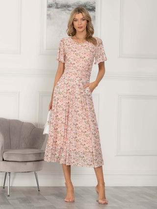 Giana Floral Midi Dress, Peach