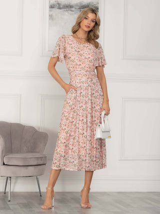 Giana Floral Midi Dress, Peach