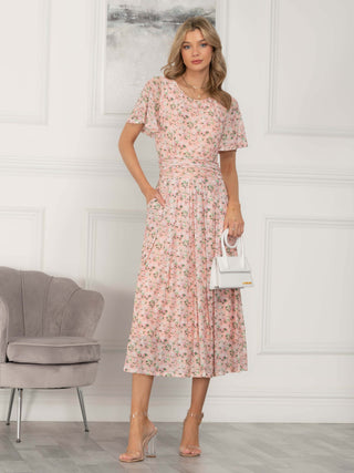 Giana Floral Midi Dress, Peach