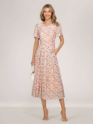 Giana Floral Midi Dress, Peach