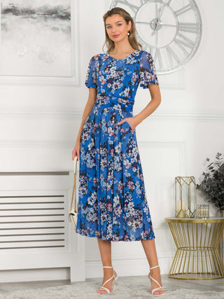 Giana Floral Midi Dress, Royal/Multi