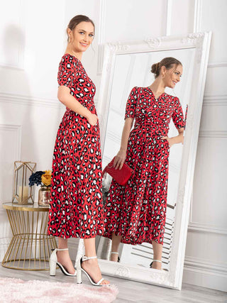Jolie Moi Josie Animal Print Dress, Red