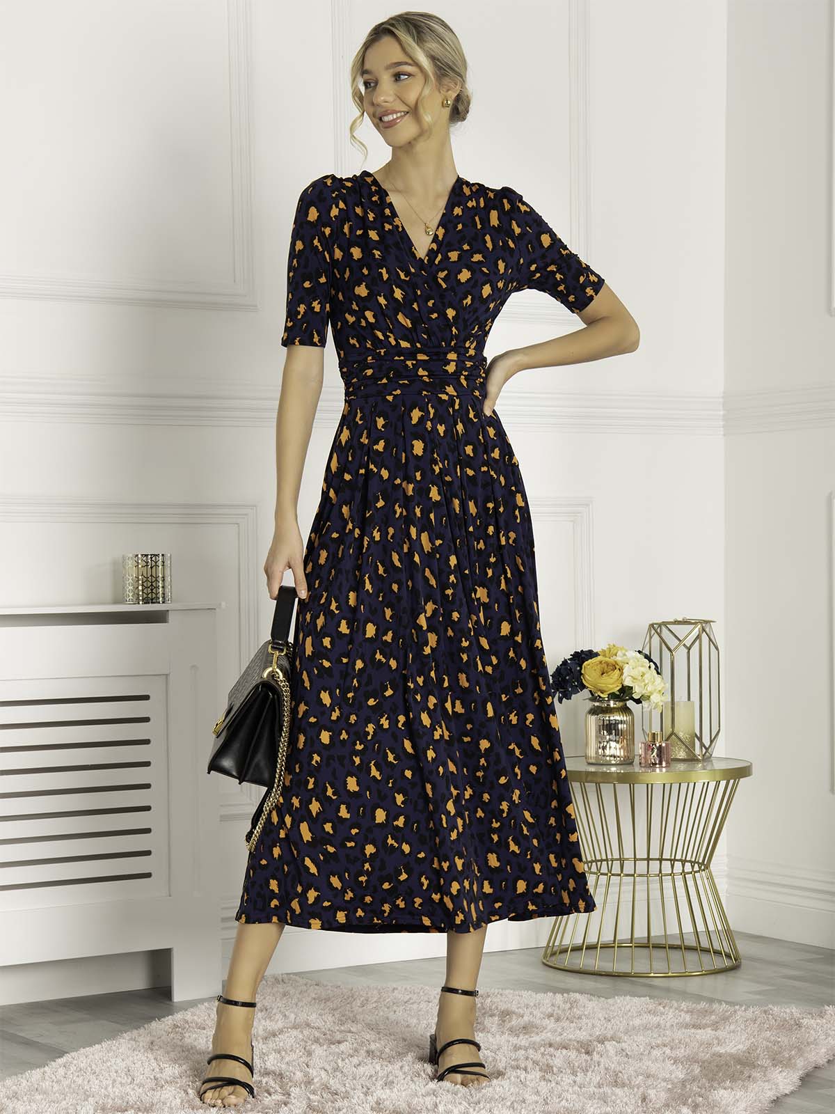 Navy leopard 2024 print dress