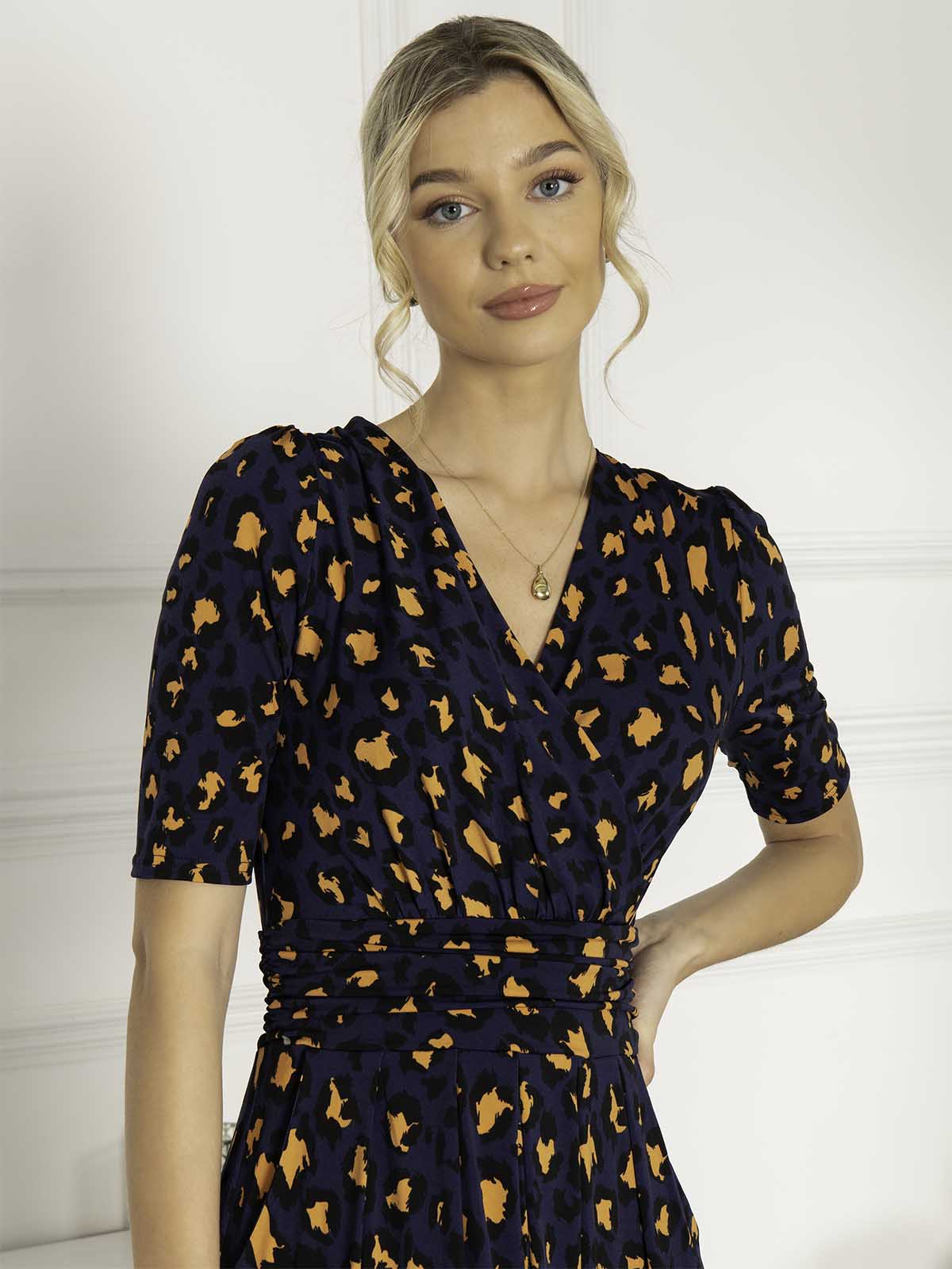 Navy animal sale print dress