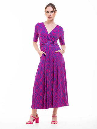 Jolie Moi Macara Animal Print Wrap Maxi Dress, Pink Geo
