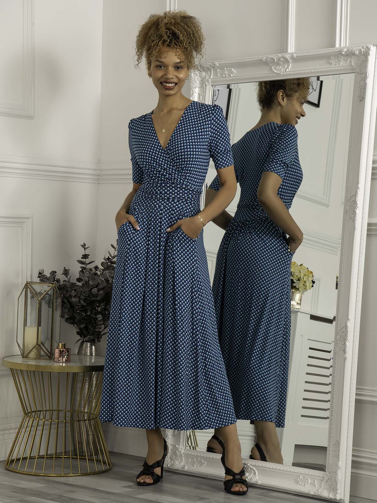 Blue spotty hotsell maxi dress