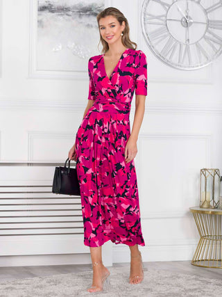 Jolie Moi Macara Animal Print Wrap Maxi Dress, Pink Abstract