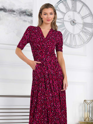 Jolie Moi Macara Animal Print Wrap Maxi Dress, Pink Animal – Jolie