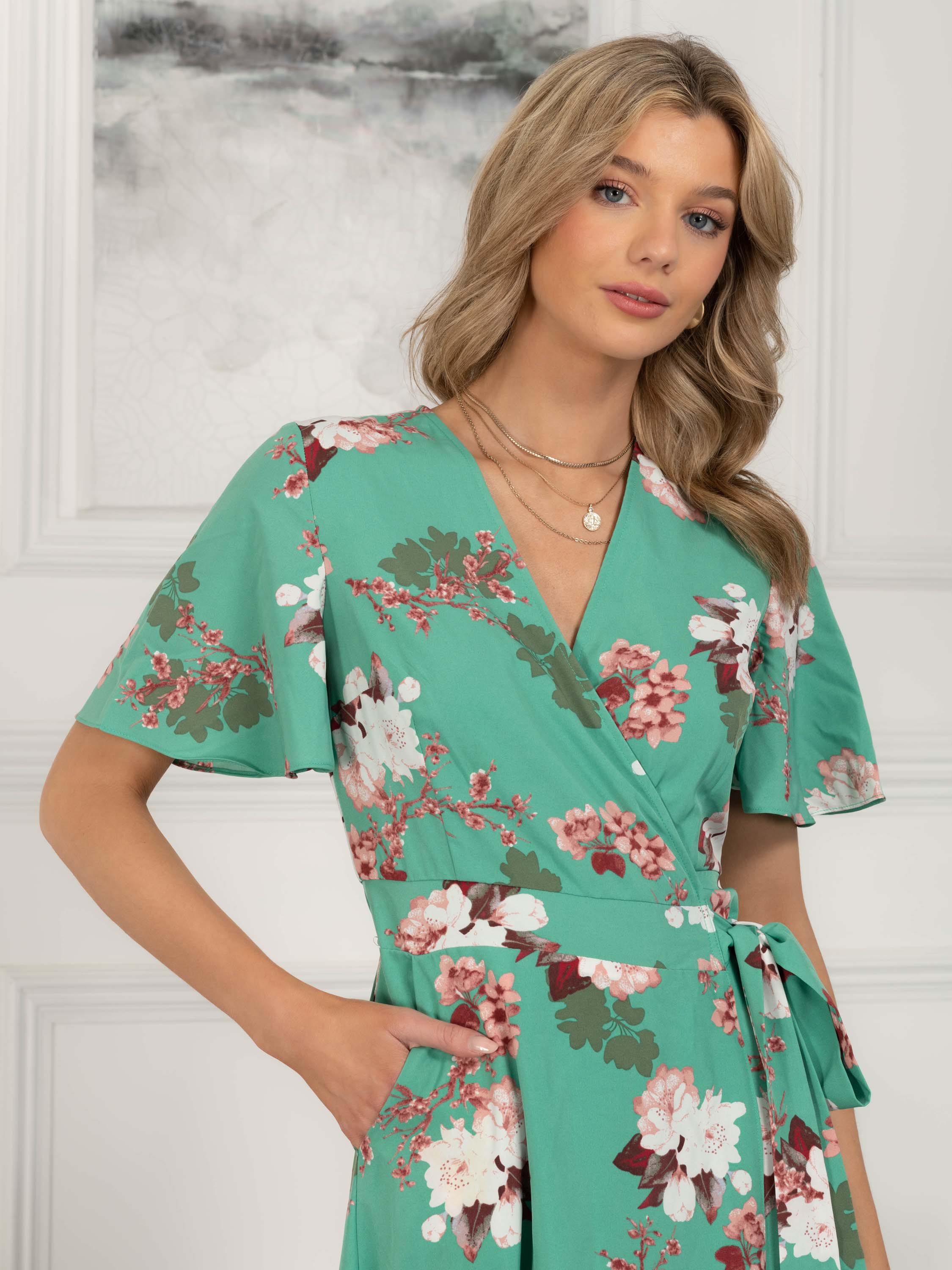 Wrap around dress store floral