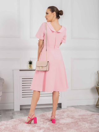 Jolie Moi Valery Button Collar Dress, Light Pink